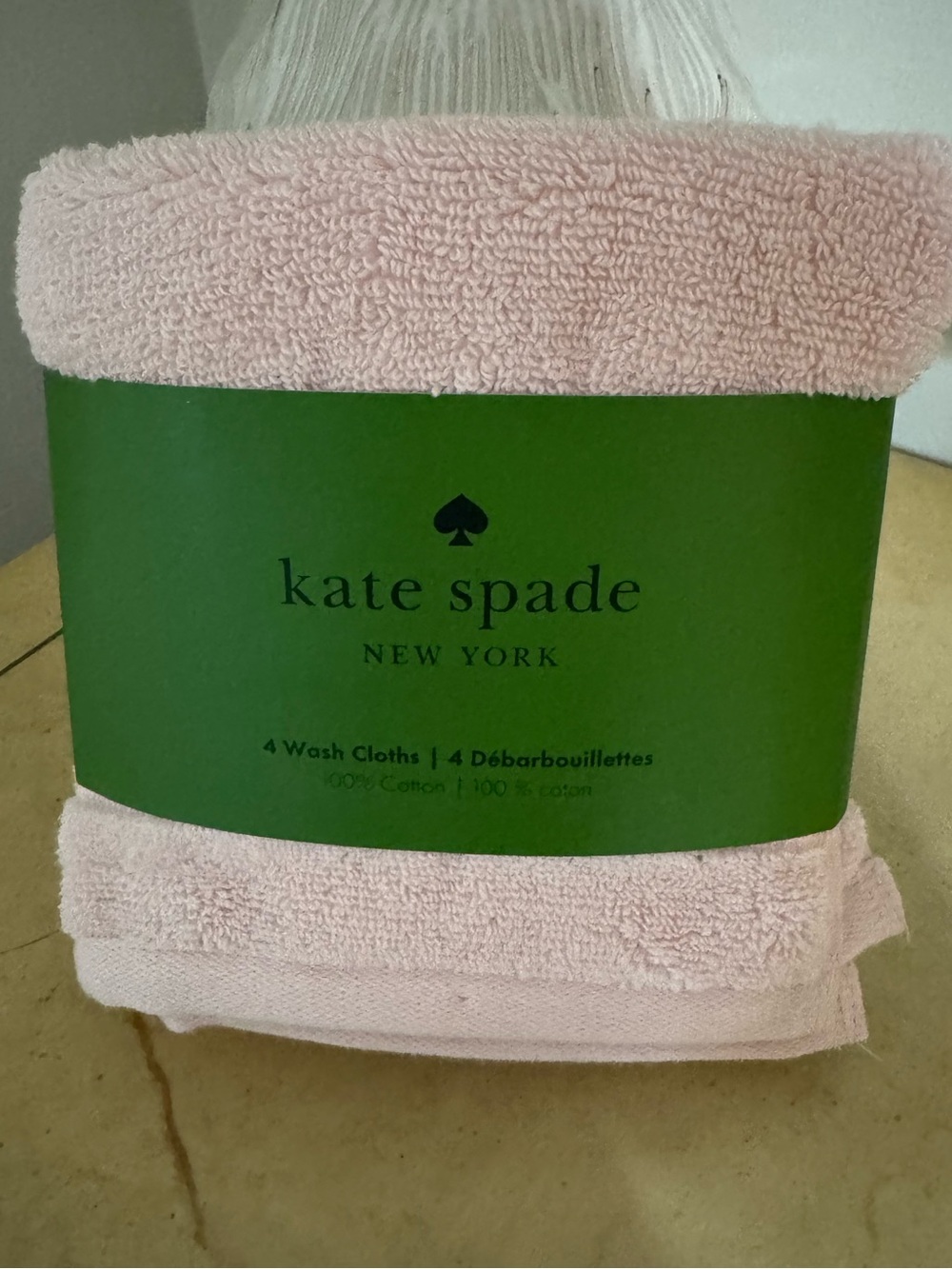 KATE SPADE PINK WASHCLOTHS SET OF 4 NEW